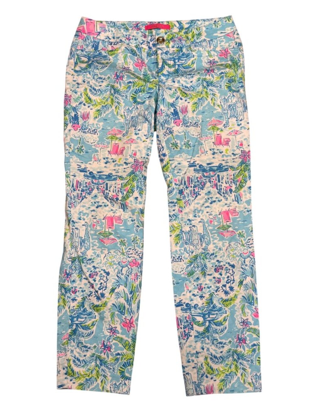 Lilly Pulitzer Kelly Skinny Crop Shorts Womens Size 4 What A Lovely Place Beach